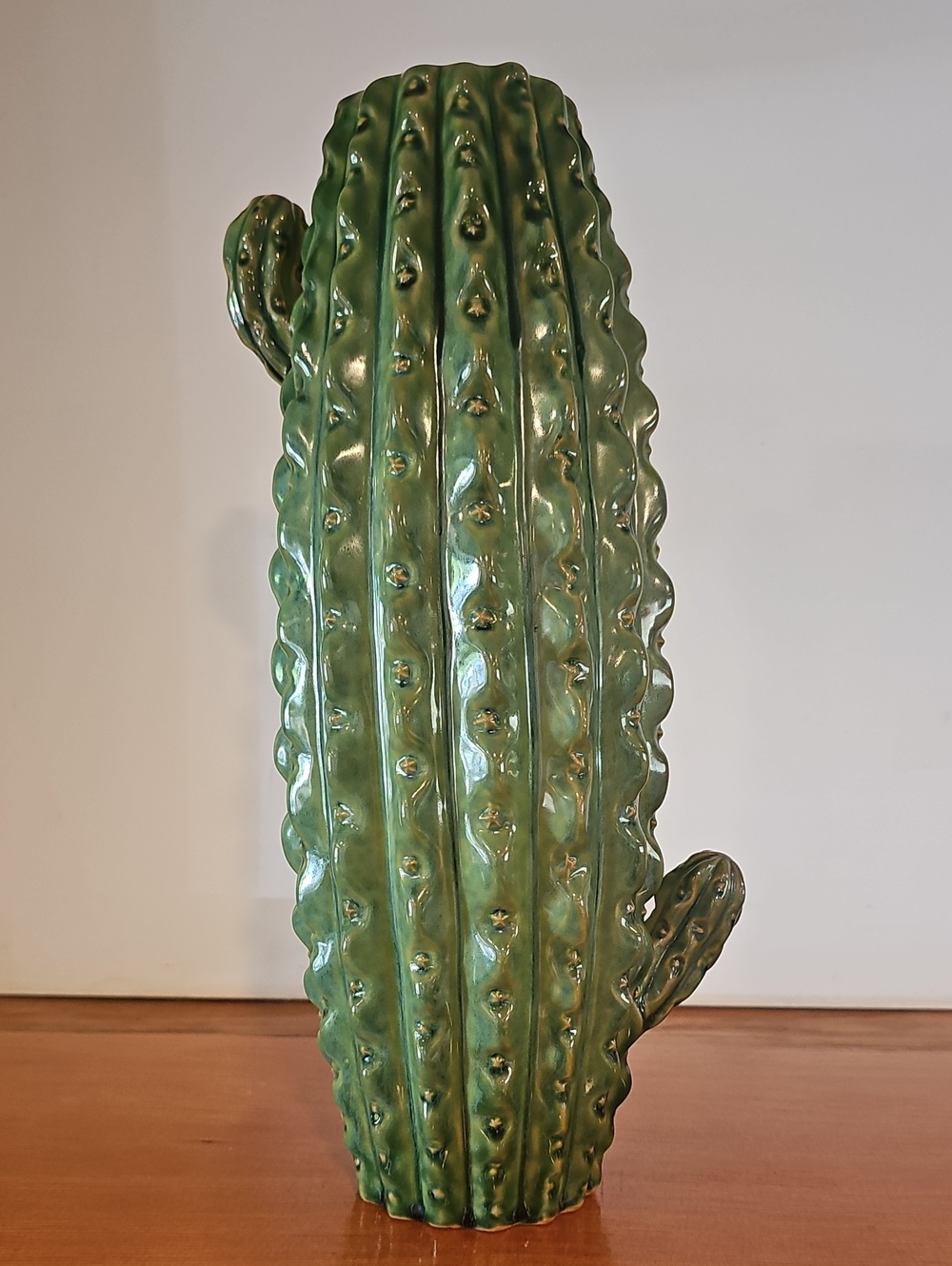 Ceramic Cactus Vase - Glossy Green